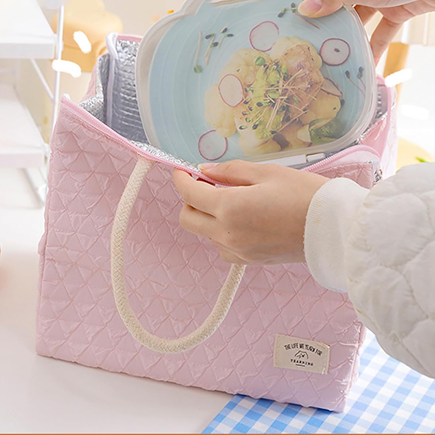 Hoomall Bolsa de almuerzo aislada, bolsa de almuerzo reutilizable para picnic, bolsas térmicas a prueba de fugas para el trabajo, oficina, picnic o