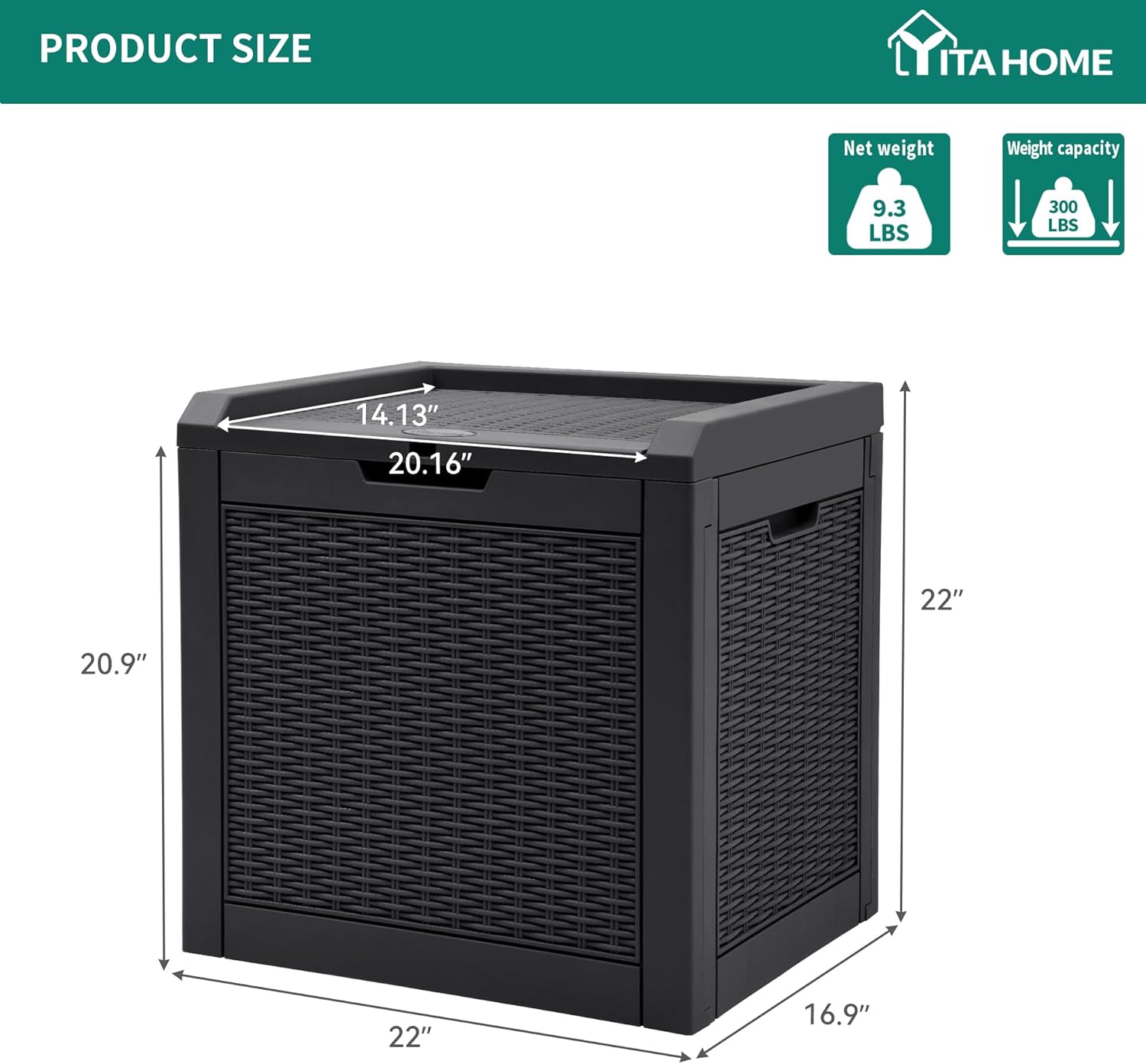 YITAHOME Caja de cubierta de 32 galones, almacenamiento de resina con tapa con cerradura y asas laterales, contenedor pequeño para interior y