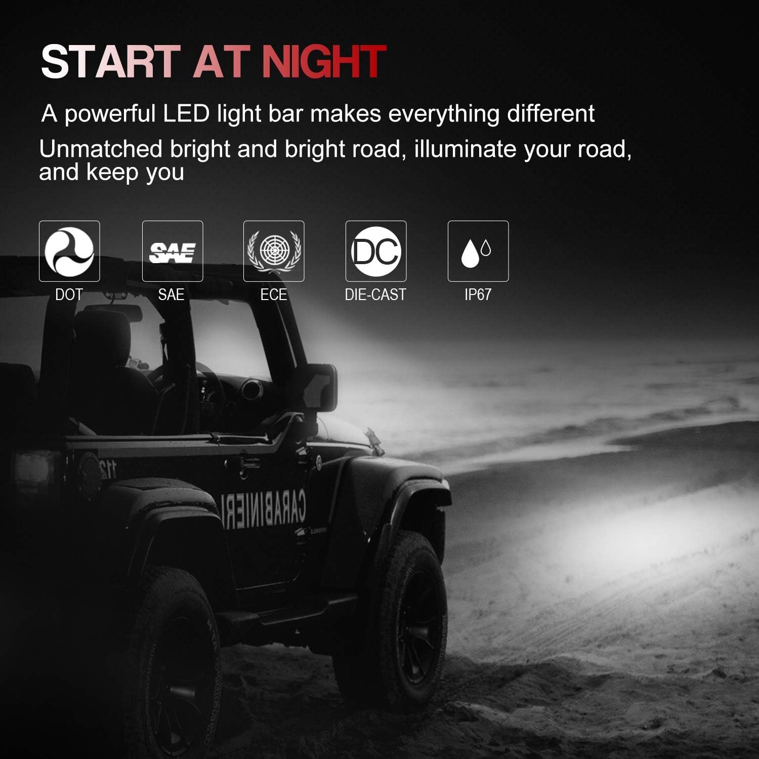 DakRide Barra de luz Led de triple hilera