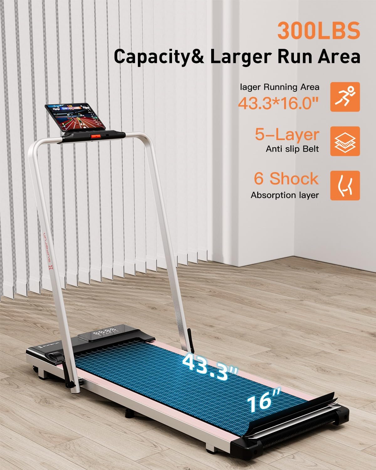Caminadora 3 en 1 – Cinta de correr plegable de 3.0 HP para el hogar, fácil de almacenar, capacidad de 300 libras debajo del escritorio, instalación
