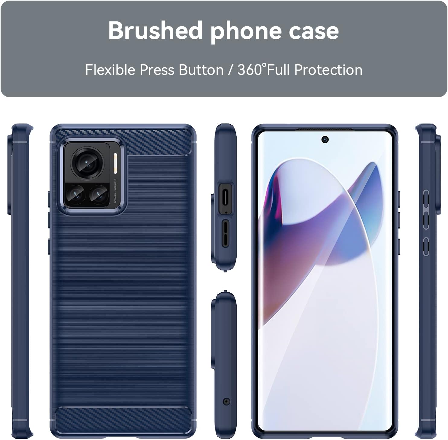 Monwutong Funda delgada para Motorola Edge 30 Ultra, diseño de fibra de carbono suave con grado militar, a prueba de golpes y protección de lente de