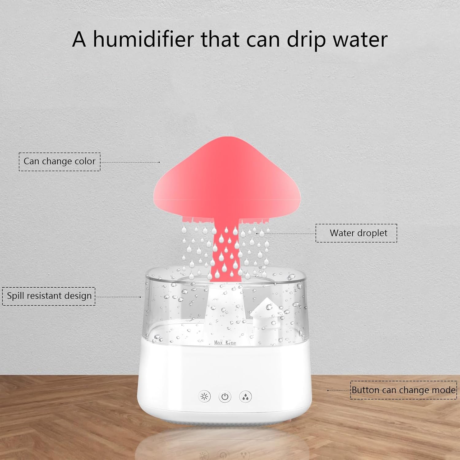 Humidificador de nube de lluvia con 7 luces de colores, difusor de lluvia y nube, lámpara de cascada, humidificador de nube de lluvia relajante,