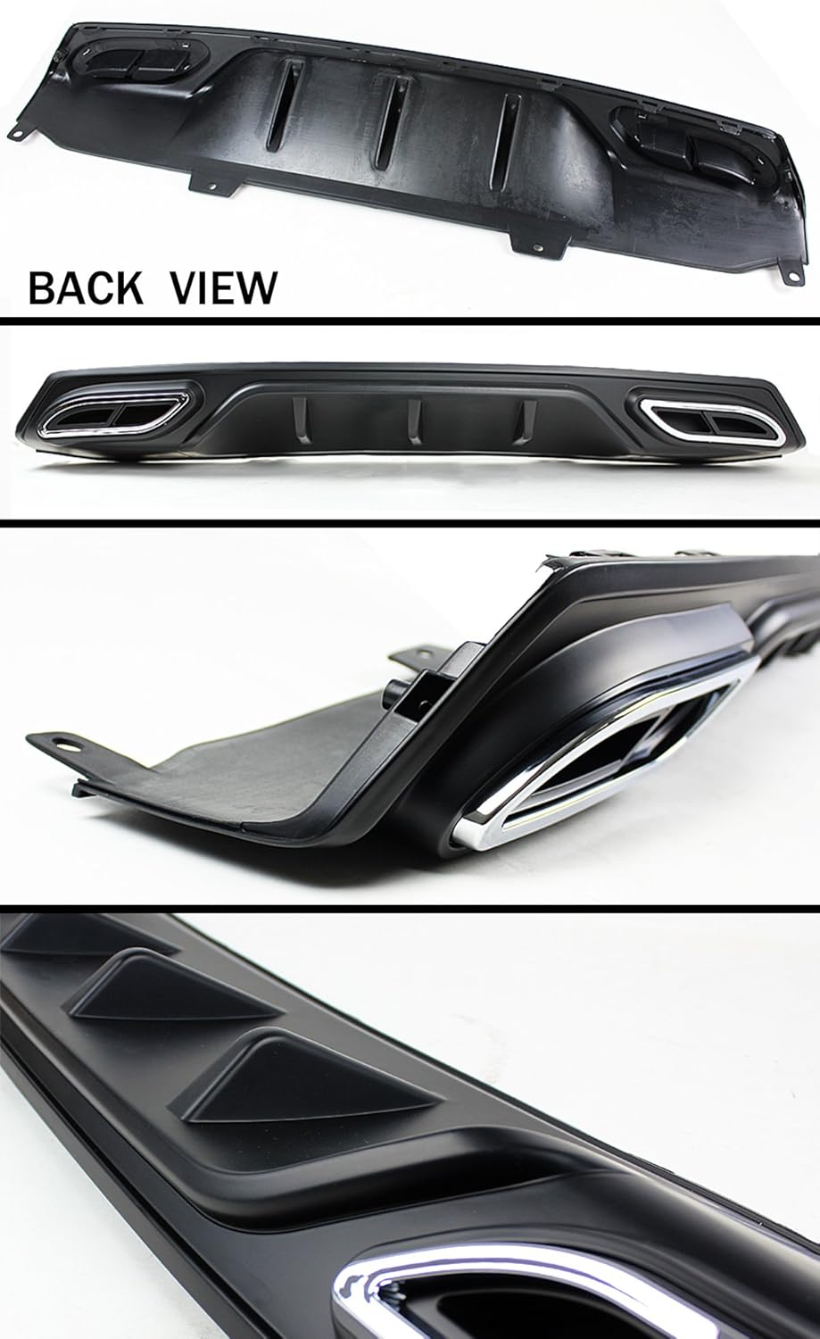 Difusor de parachoques trasero de aleta de tiburón negro con punta de escape decorativa compatible con Honda Civic 4 puertas Sedan 2016-2018
