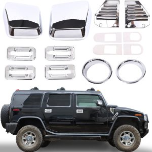 PIUGILH Juego completo de 14 piezas de decoración exterior para Hummer H2 2003-2009, cubierta de ventilación de campana de entrada de aire lateral, PIUGILH Juego completo de 14 piezas de decoración exterior para Hummer H2 2003-2009, cubierta de ventilación de campana de entrada de aire lateral,