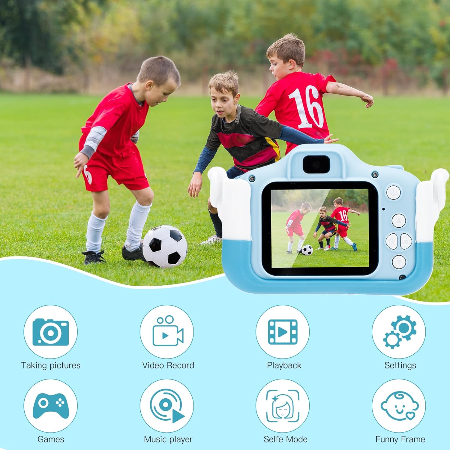 DEWEL Cámara para niños, cámara de juguete, cámara para niños, cámara de video digital selfie HD 1080P para niñosniñas, mini videocámara para niños
