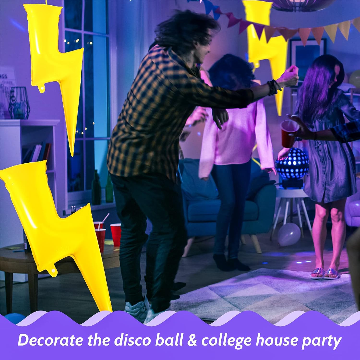 12 globos amarillos de 36 pulgadas, globos de fiesta de rayo de aluminio, decoración de fiesta con estilo relámpago, para suministros de fiesta de