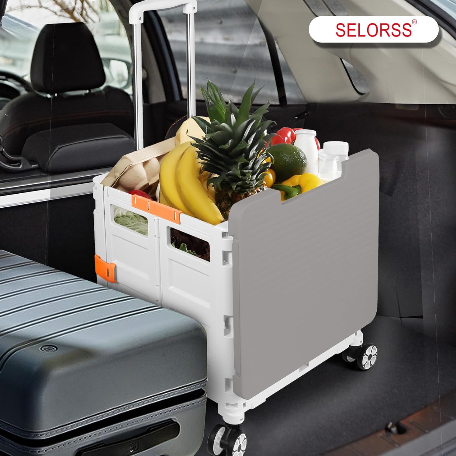 Carro plegable de utilidad, carrito de herramientas portátil plegable con ruedas, capacidad de carga de 176 libras, tapa magnética telescópica con