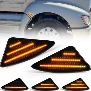 Luces LED de posición laterales compatibles con Kenworth T660 T170 T270 T370 semirremolques 2008-2021 Luces direccionales dinámicas de guardabarros Luces LED de posición laterales compatibles con Kenworth T660 T170 T270 T370 semirremolques 2008-2021 Luces direccionales dinámicas de guardabarros