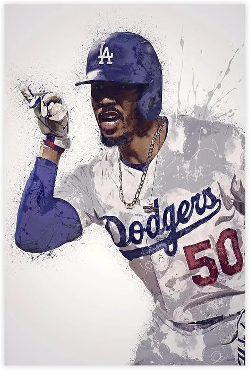 TUBALU Mookie Betts – Póster de béisbol, arte de pared, pintura impresa para sala de estar, dormitorio, sin marco 12 x 18 pulgadas (11.8 x 17.7 in)