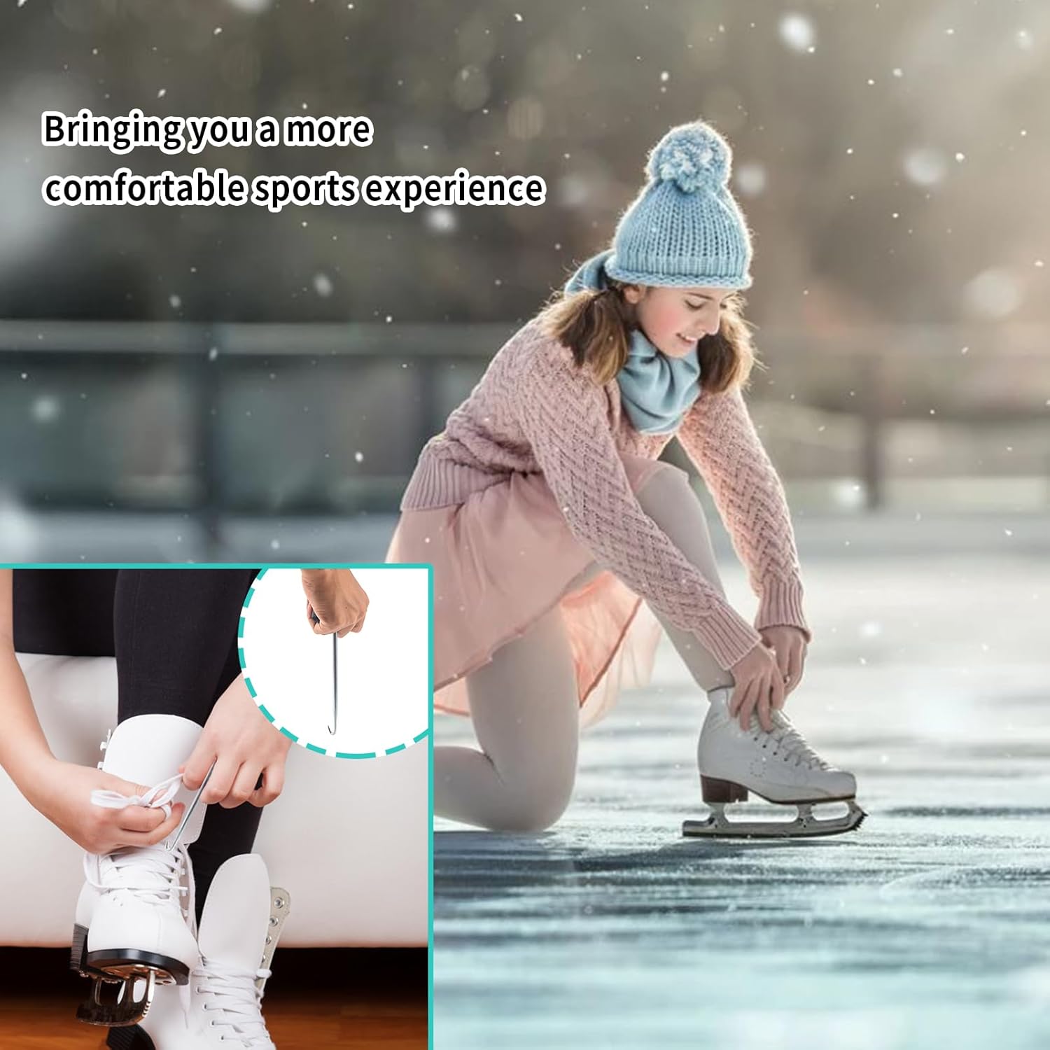 UOMIO Tensor de encaje de hockey, herramienta de ajuste de encaje de zapatos, herramienta de ajuste de encaje para patines de hielo, herramienta de