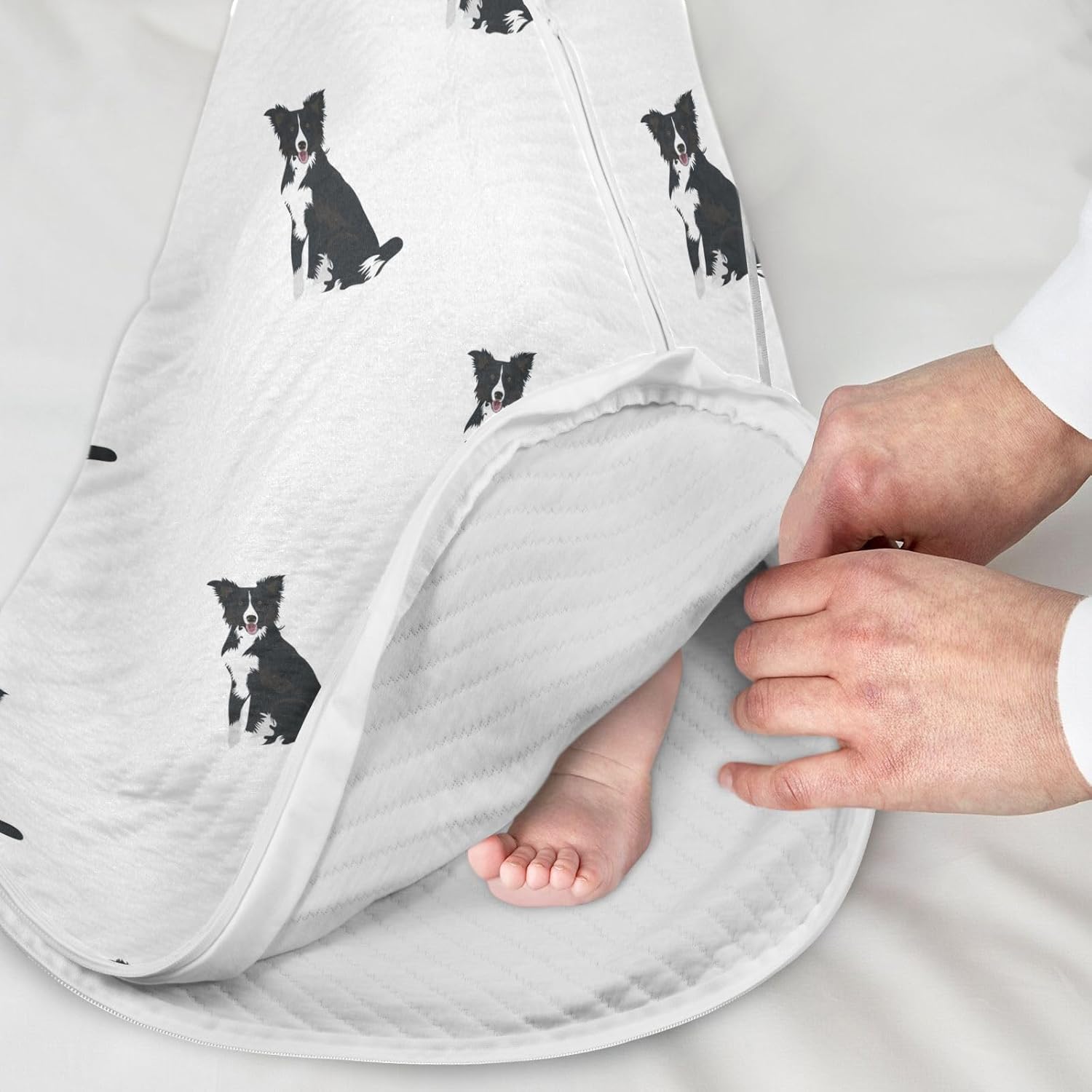 vvfelixl Baby Sleep Sack for 6-12 Months Border Collie Dog Baby Wearable Blanket Zipper Swaddle Transition Sleeping Bag for Infant Baby Sleep Suit
