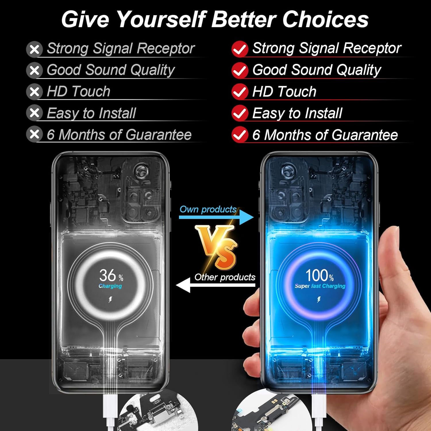 Ocolor Conector de muelle para iPhone 12 Pro Puerto de carga de repuesto para iPhone 12 USB Cargador Junta Flex Cable Piezas con Herramientas