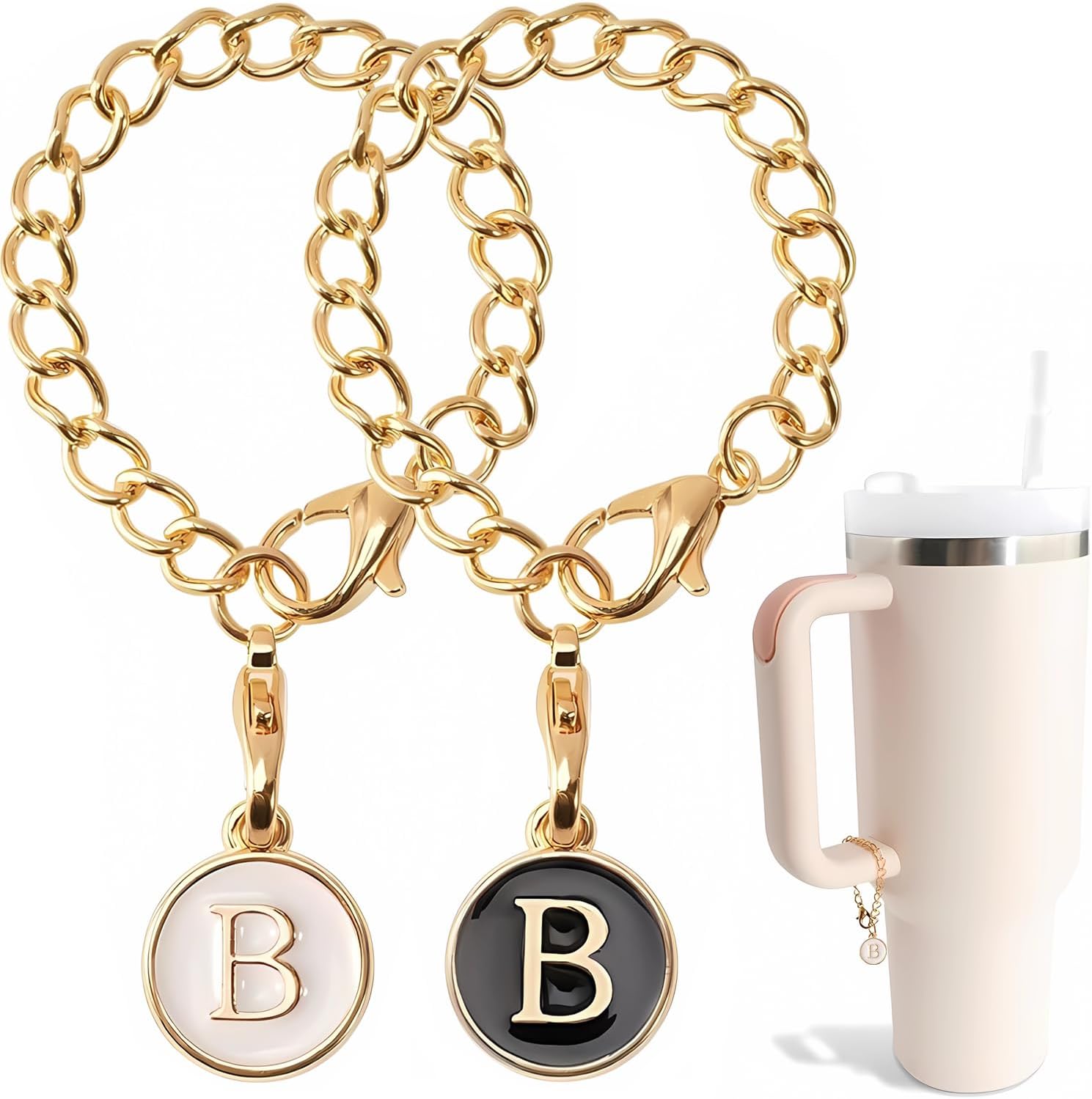 Letter Charm Accessories For Stanley Cup, 2PCS ID Initial Letter Charm Personalized, Water Cup Handle Identification Letter Charm
