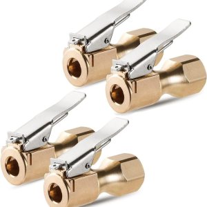 Portabrocas de aire de latón, mandril recto de flujo abierto con clip de bloqueo para compresor de medidor de inflador, accesorios amarillos Portabrocas de aire de latón, mandril recto de flujo abierto con clip de bloqueo para compresor de medidor de inflador, accesorios amarillos