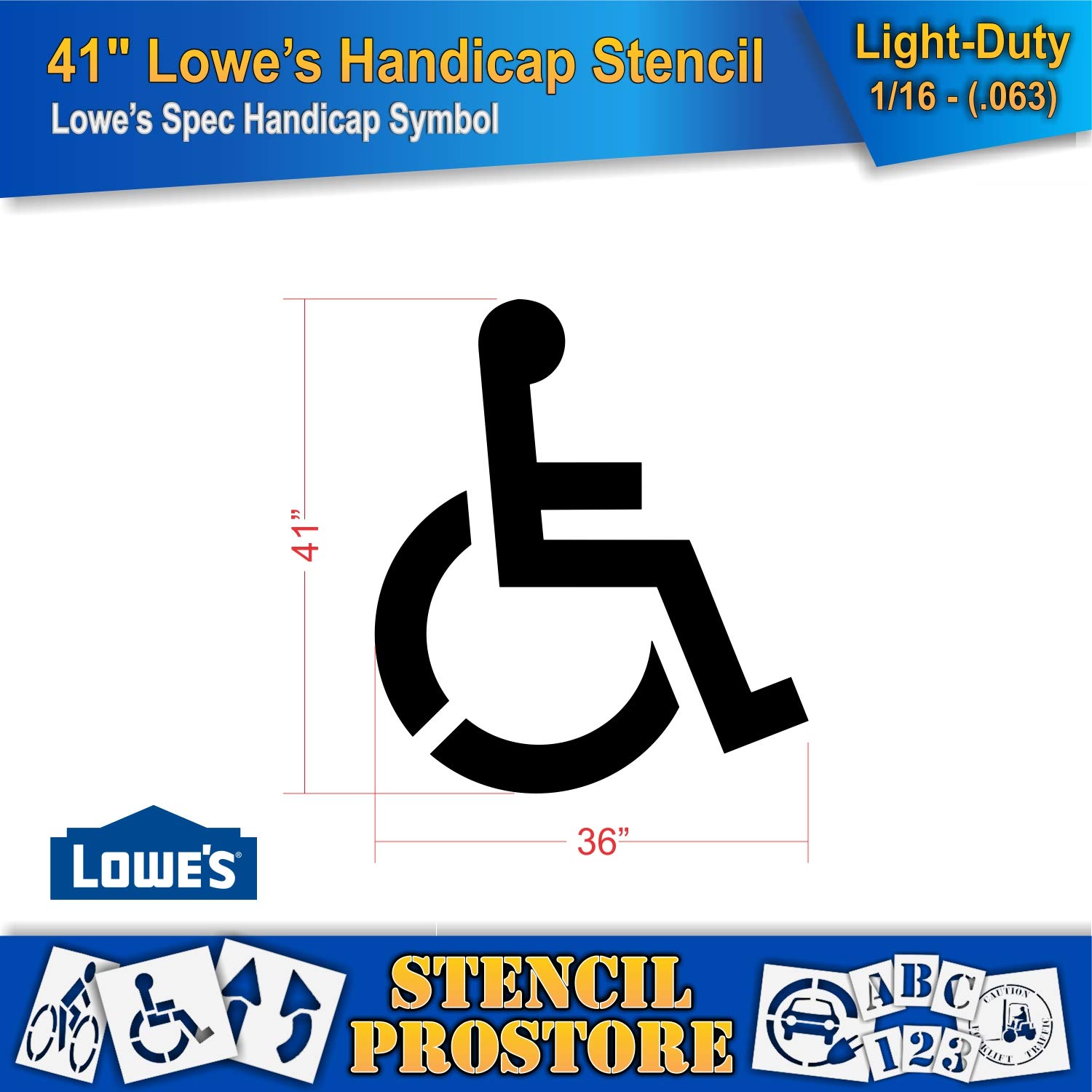 Plantillas para minoristas  Lowes  Plantilla para discapacitados de 41 pulgadas  36 x 41 pulgadas x 116 pulgadas (63 mil)  Ligero