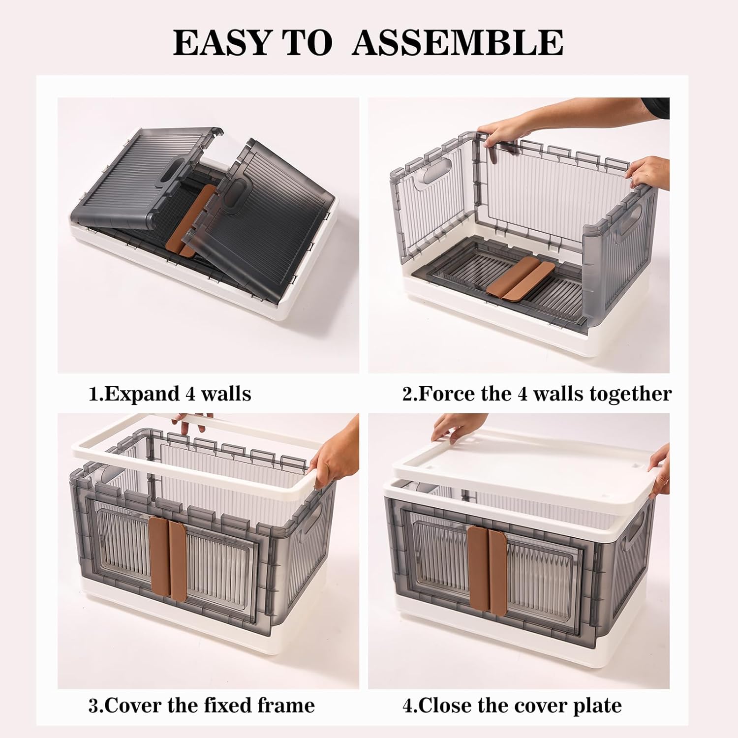 El almacenamiento plegable de ropa con ruedas se puede apilar libremente, contenedores apilables con tapa y puerta para juguetes, ropa de temporada,