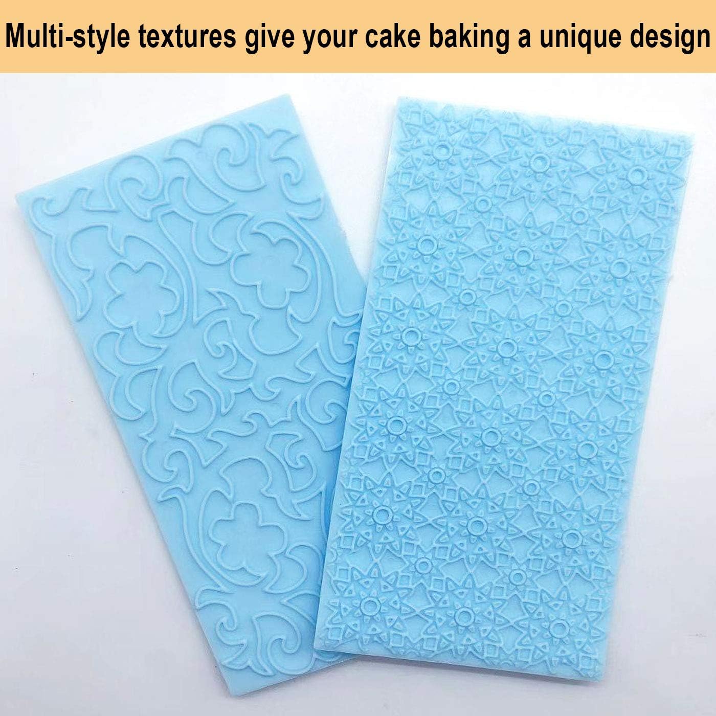 Juego de 6 alfombrillas de impresión de fondant, juego de moldes para decoración de tartas, corteza de árbol en relieve, diseño de textura de