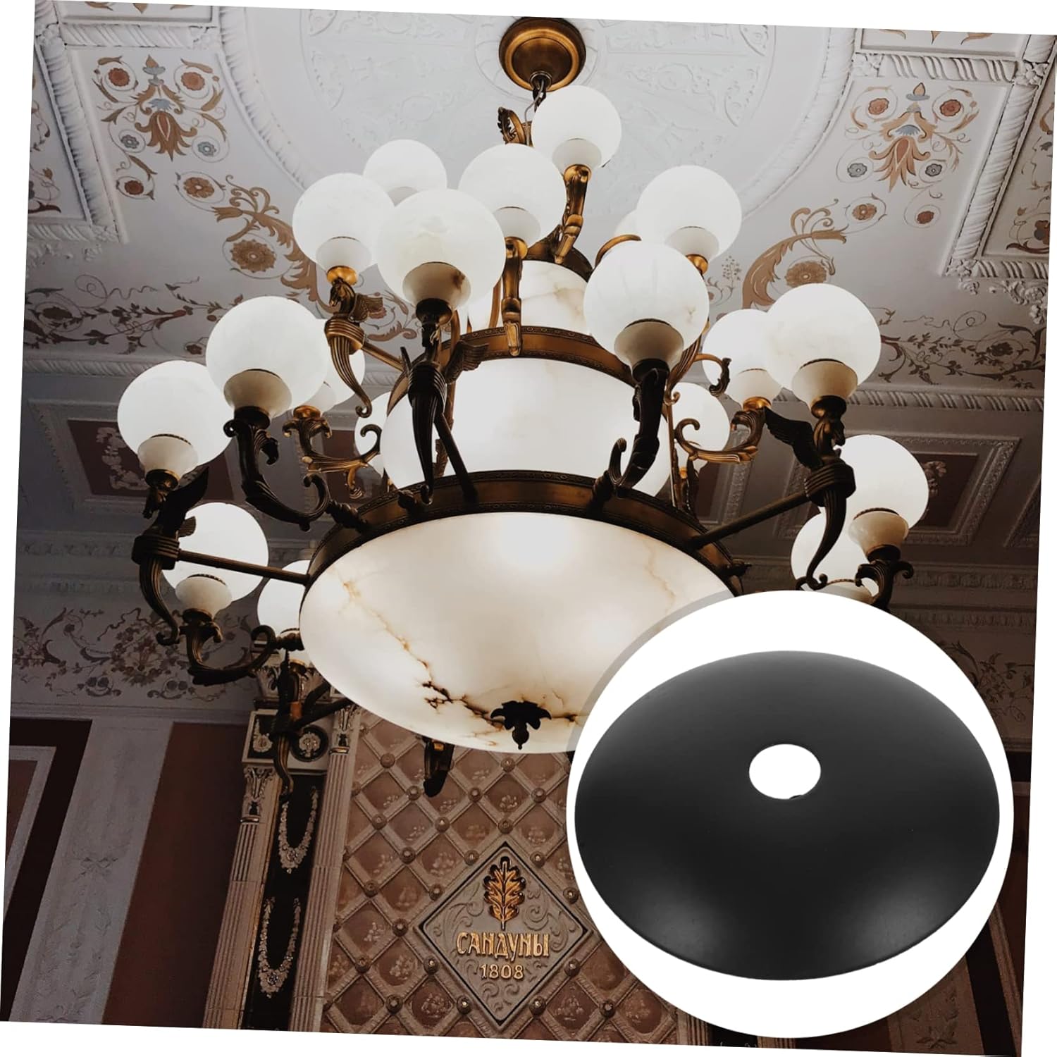 LIFKOME Bandeja base de lámpara de araña de 6 uds. Pantalla de lámpara de techo Placas de toldo de luz colgante, cubierta de placa de luz colgante,