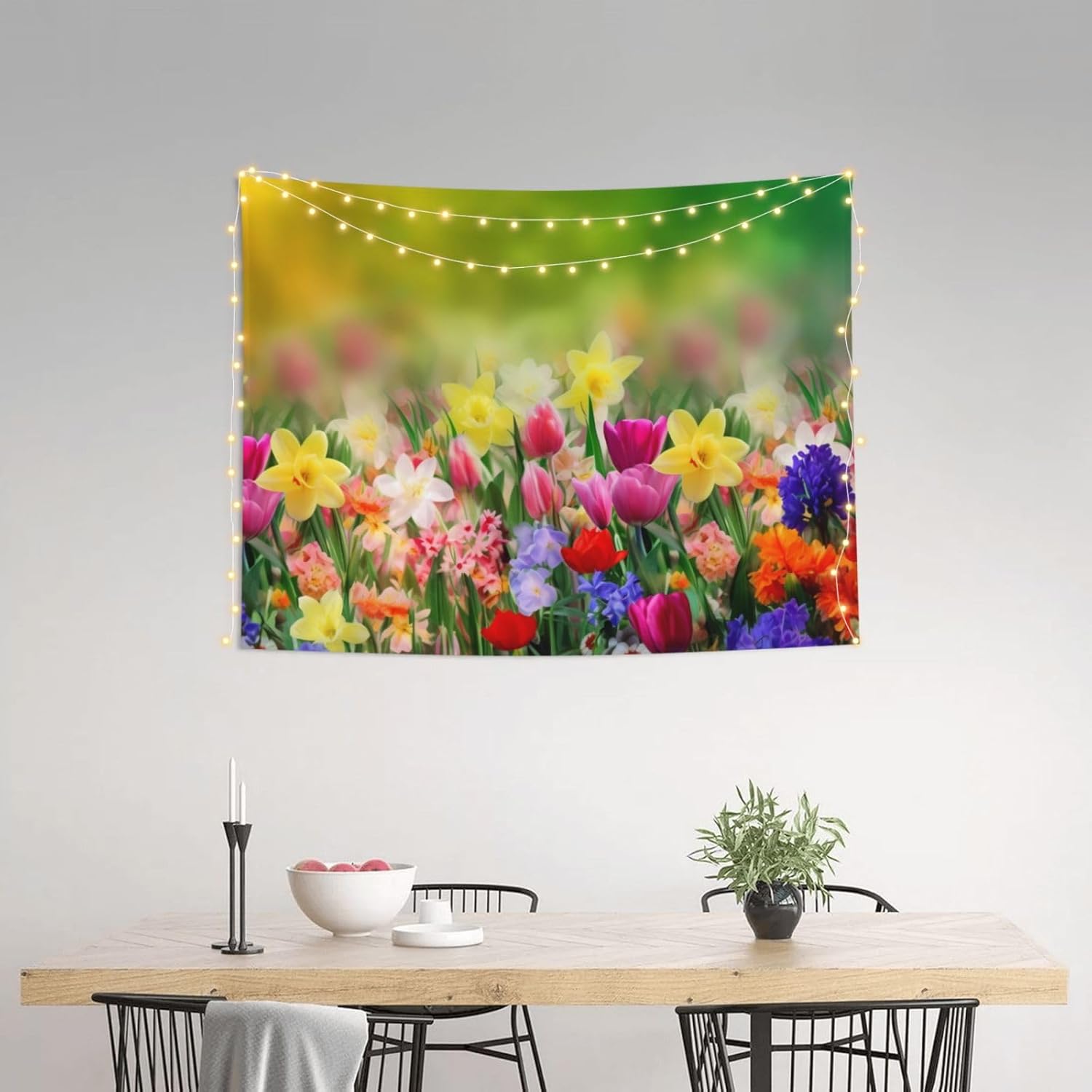 Nameapo Tapiz de verano con flores de primavera para dormitorio, tapiz colgante de pared para sala de estar, dormitorio, manta para decoración del