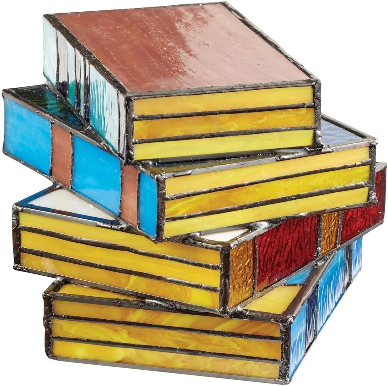 Lámpara de libros apilados de vitrales  La mejor lámpara de vidrio apilada Blueorxy 2024, lámpara de libros apilados de vidrieras Huoeis, lámpara