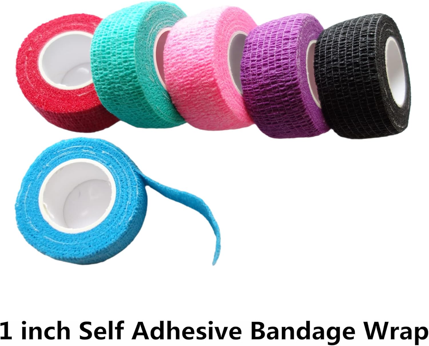 Baisunt Paquete de 6 vendajes cohesivos de 1 pulgada, cinta autoadhesiva autoadhesiva autoadhesiva transpirable para muñeca, tobillo, deportes,
