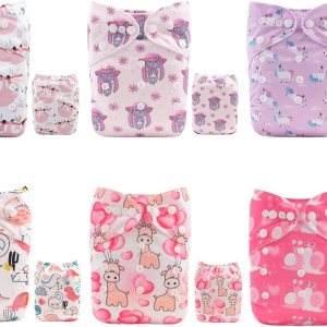 ALVABABY pañales de tela para bebés, tamaño único y ajustable, pañales lavables y reutilizables para niños y niñas, 6unidades con 12rellenos ALVABABY pañales de tela para bebés, tamaño único y ajustable, pañales lavables y reutilizables para niños y niñas, 6unidades con 12rellenos
