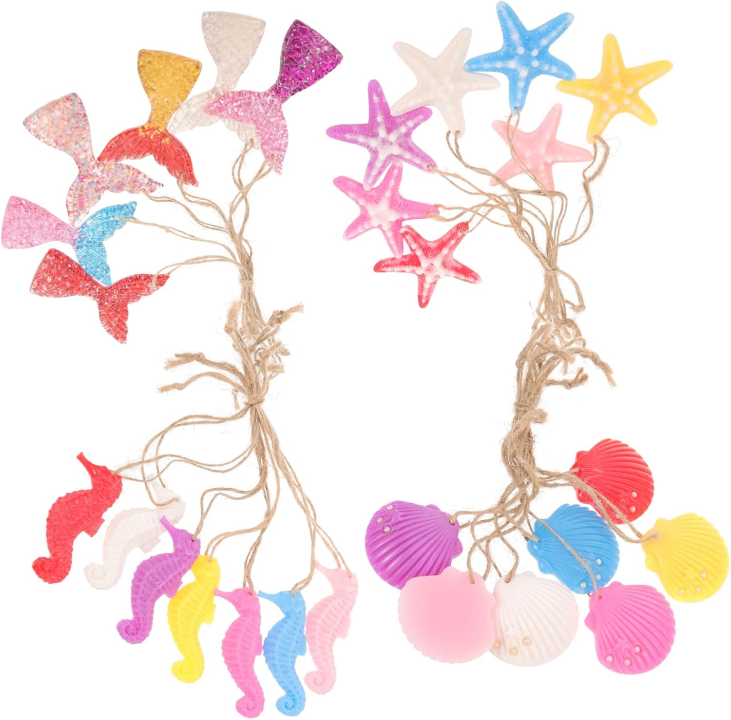 BESTOYARD 135 Pcs Mediterranean Ornaments Hanging Beach Sign Summer Tree Ornaments Seashell Ornament Fishing Net Decor Wedding Decor Sea Decor Resin