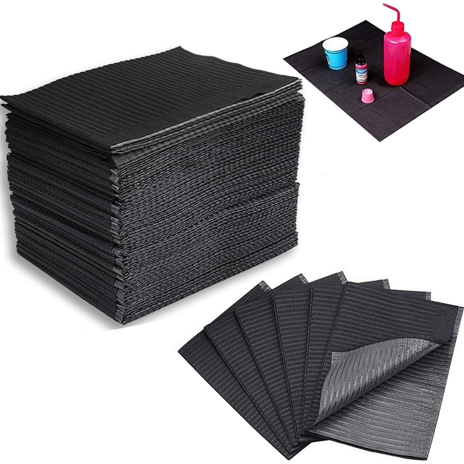 AREMOD Juego de 50 manteles desechables para decoración de uñas, 3 capas, paños de mesa de papel para preparación de uñas, 13 x 18 pulgadas,