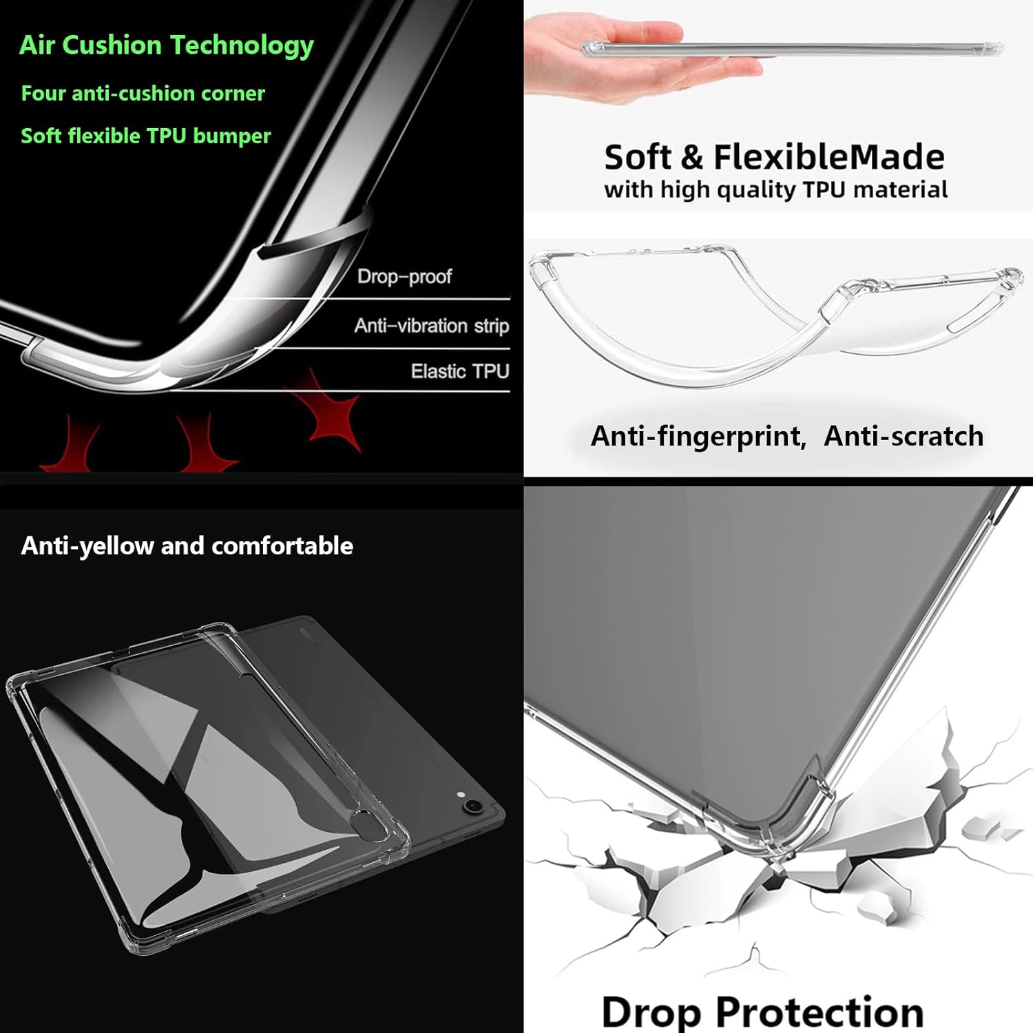 UUcovers Funda transparente para tableta Samsung Galaxy Tab S9 de 11 pulgadas (versión 2023) (modelo SM-X710X716BX718U) con soporte para bolígrafo