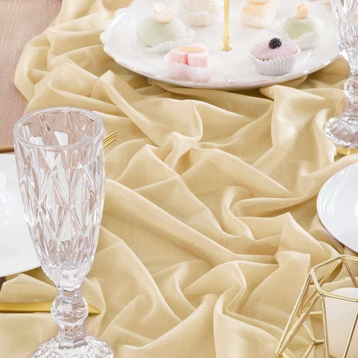 Socomi Camino de mesa de gasa color champán para boda, 10 pies y 120 pulgadas de largo, bohemio, rústico, para decoración de despedida de soltera,