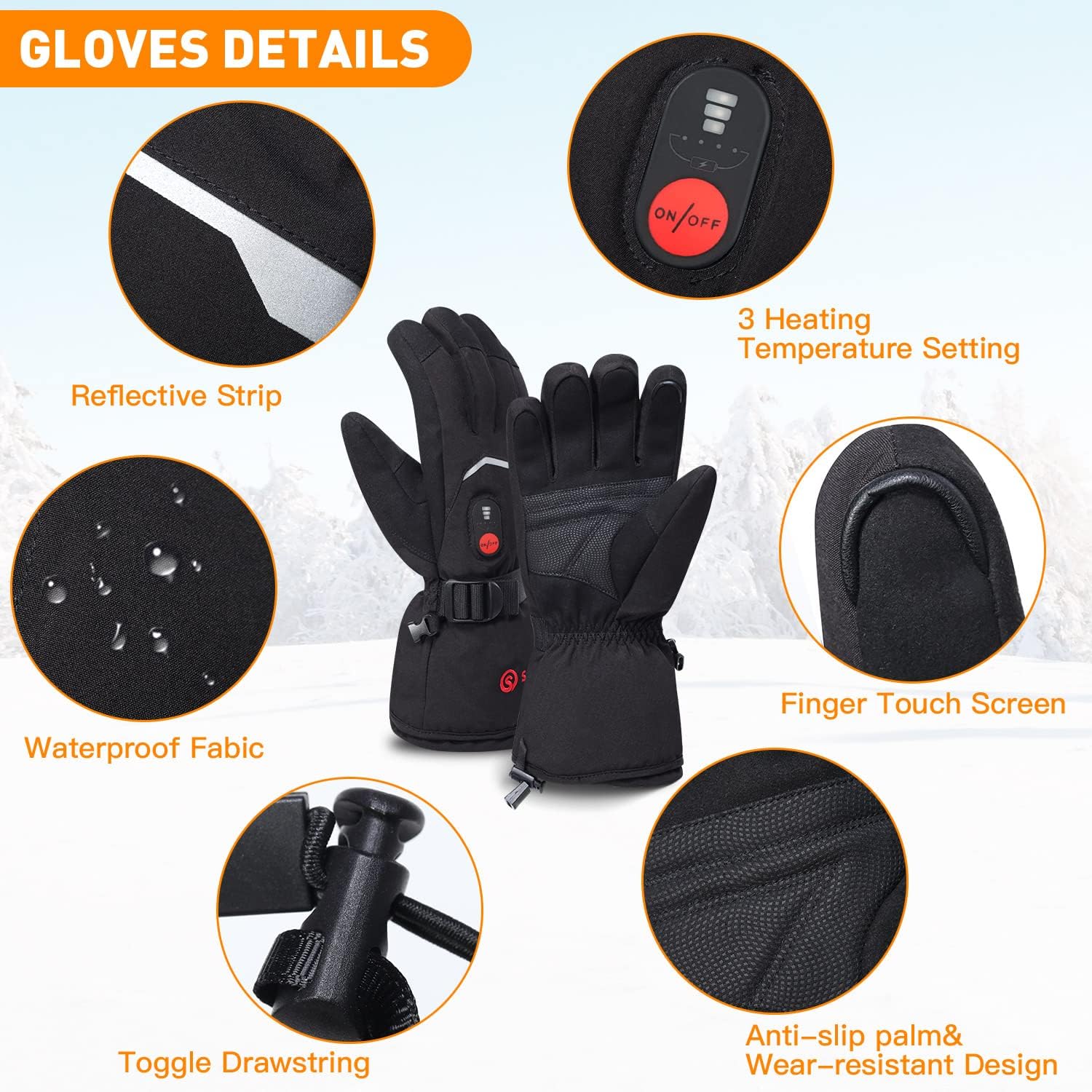 SAVIOR HEAT Guantes térmicos con batería para hombre y mujer, guantes de motocicleta eléctricos impermeables con pantalla táctil, guantes de