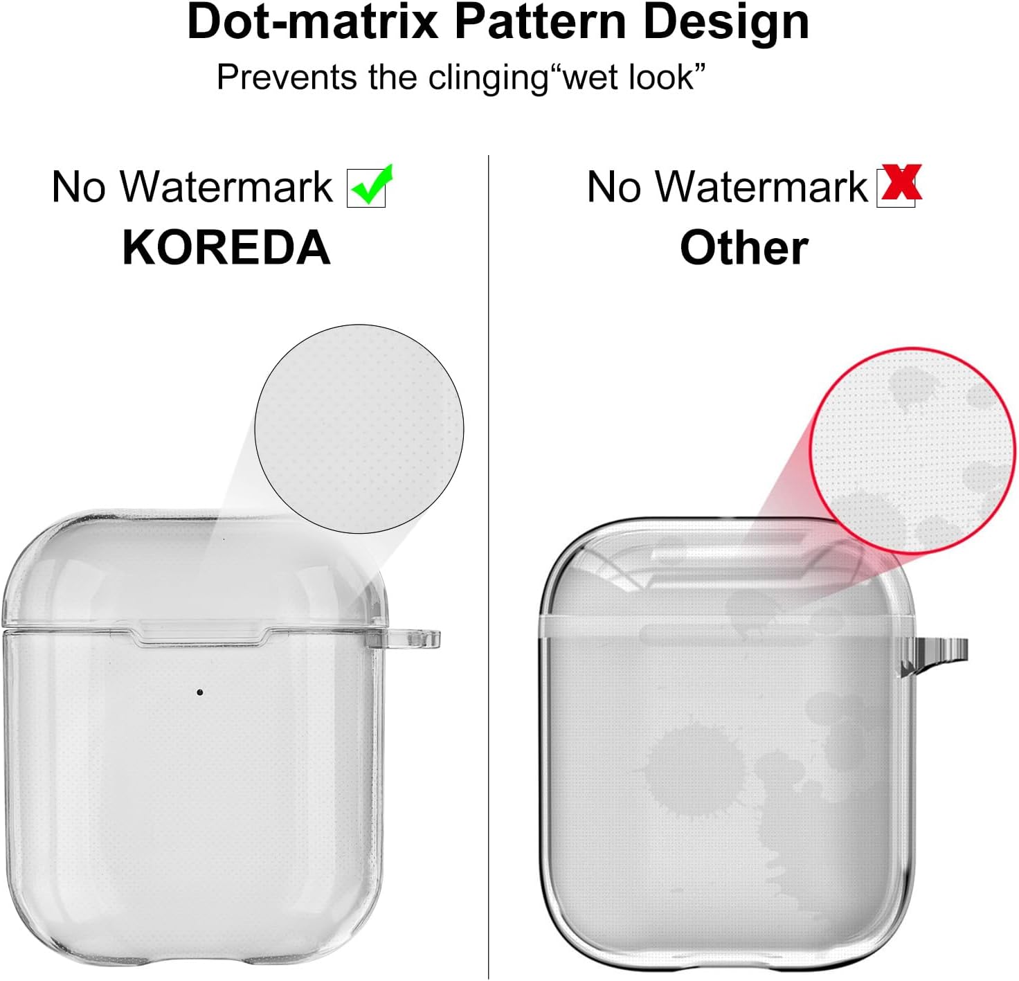 KOREDA Funda protectora completa suave y transparente a prueba de golpes con llavero para Apple AirPod de 2 y 1 generación (transparente)