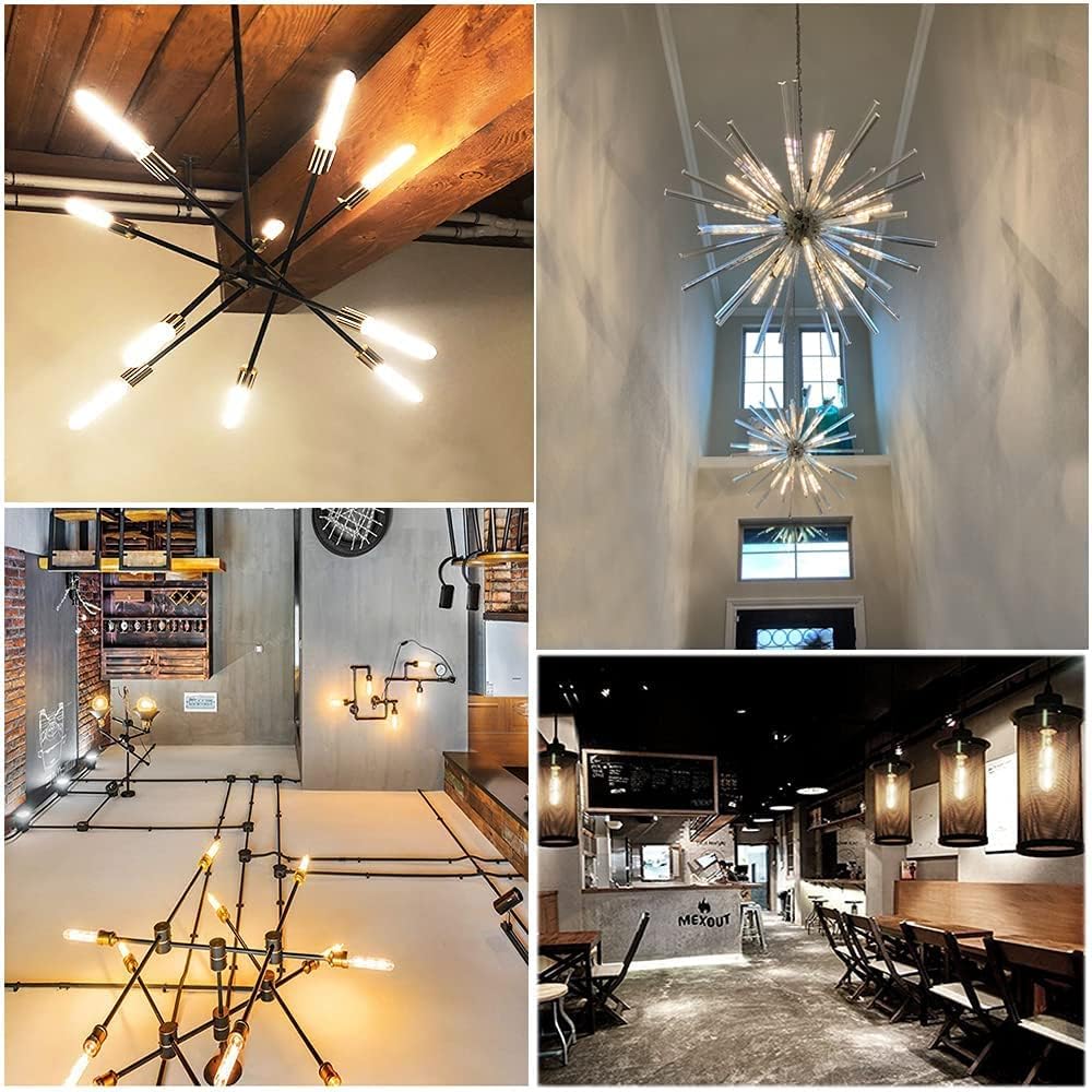 Bombillas LED largas T10, bombilla tubular regulable de 4 W, equivalente a 40 vatios, bombilla de filamento LED vintage estilo Edison E26, 3000 K,
