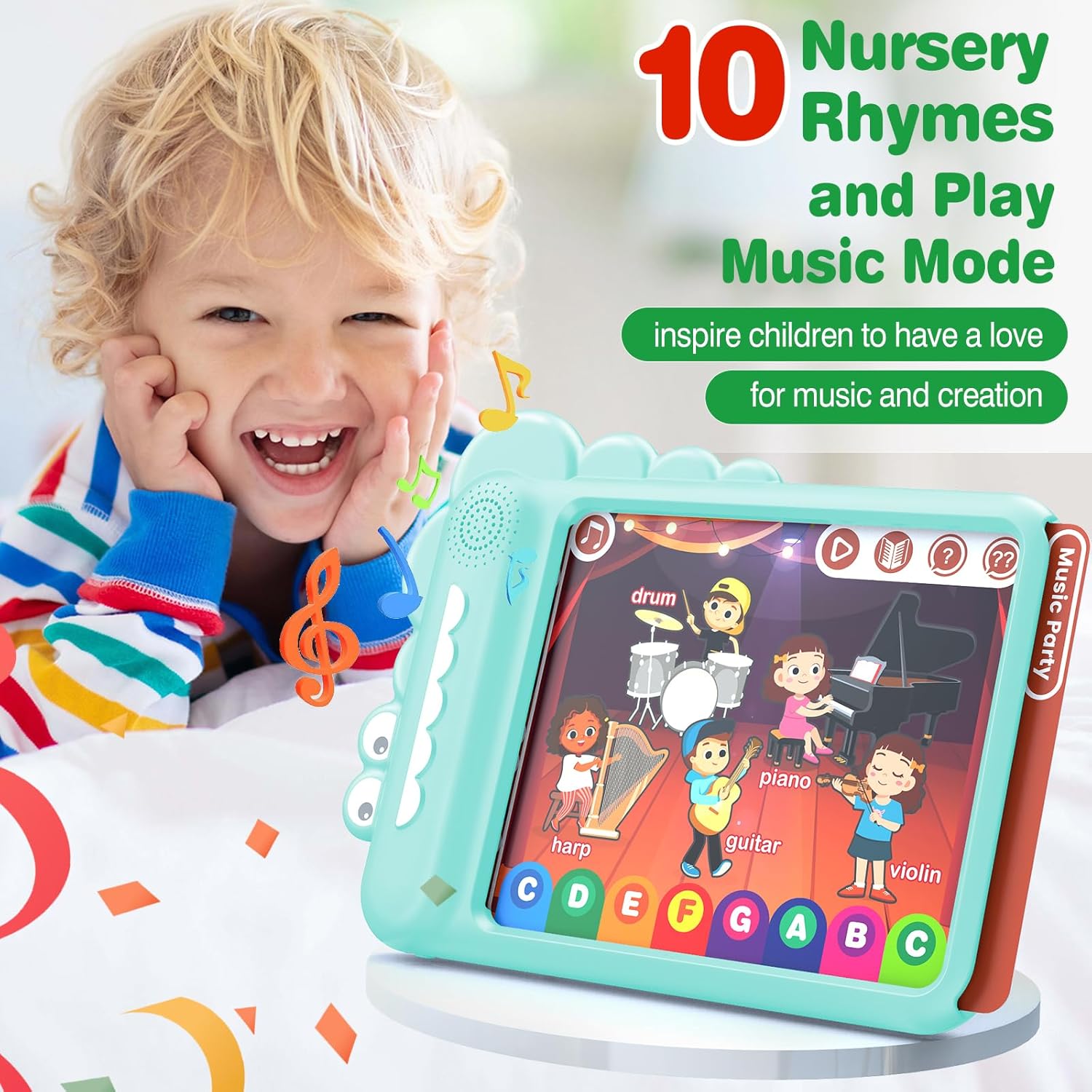 Play & Learn Pad – Tarjetas didácticas parlantes juguetes de aprendizaje con 22 lecciones divertidas para niños y niñas, tableta educativa para