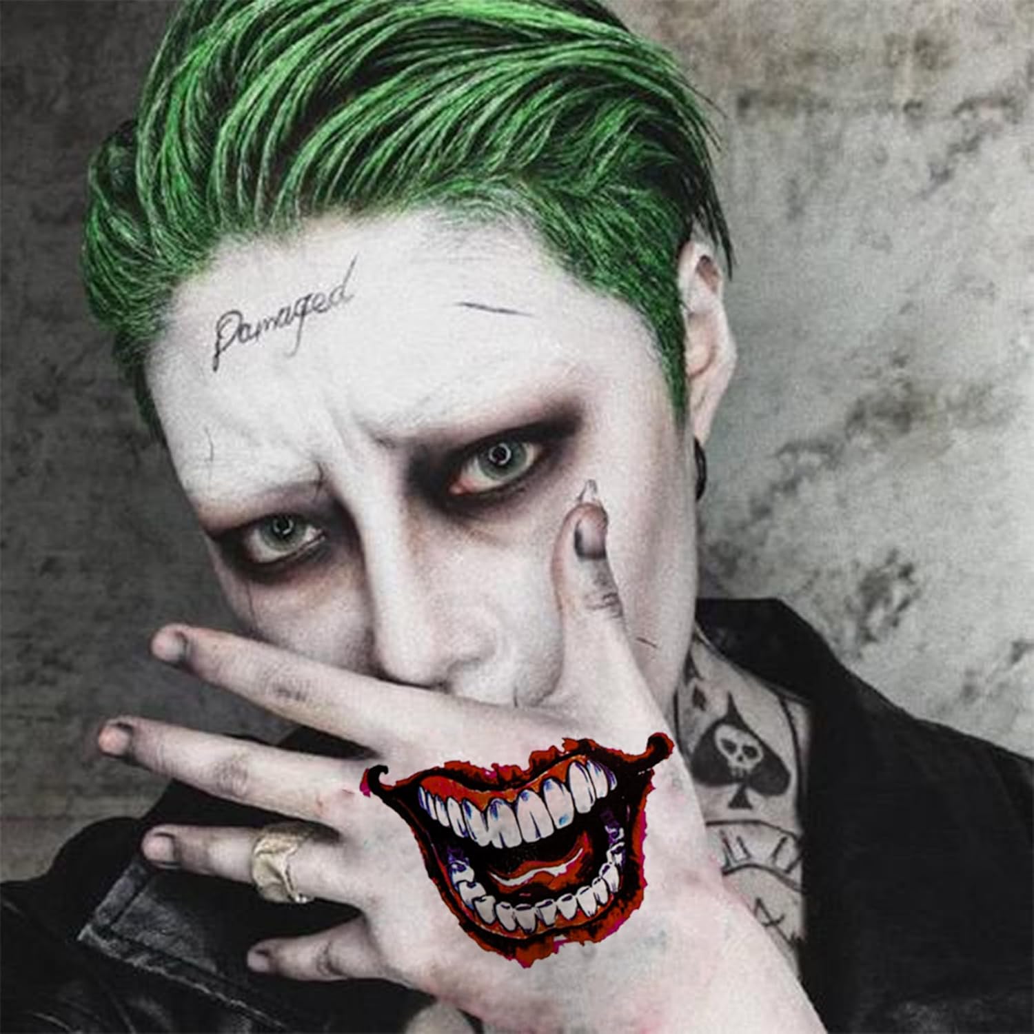 NEDEQI 16 hojas de tatuajes Joker y HQ de gran tamaño, estilo punk, impermeable, todas las versiones