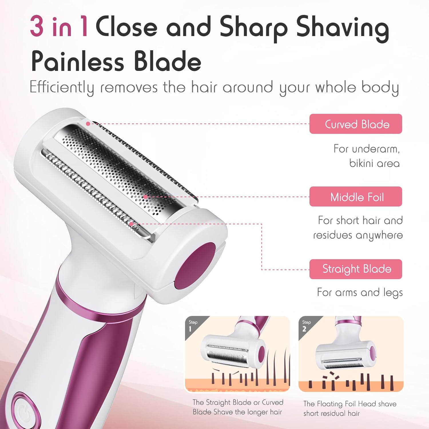 SEABIRD Maquinillas de afeitar eléctricas para mujeres, depiladoras inalámbricas recargables para depilación para piernas, cara, brazos, bikini,