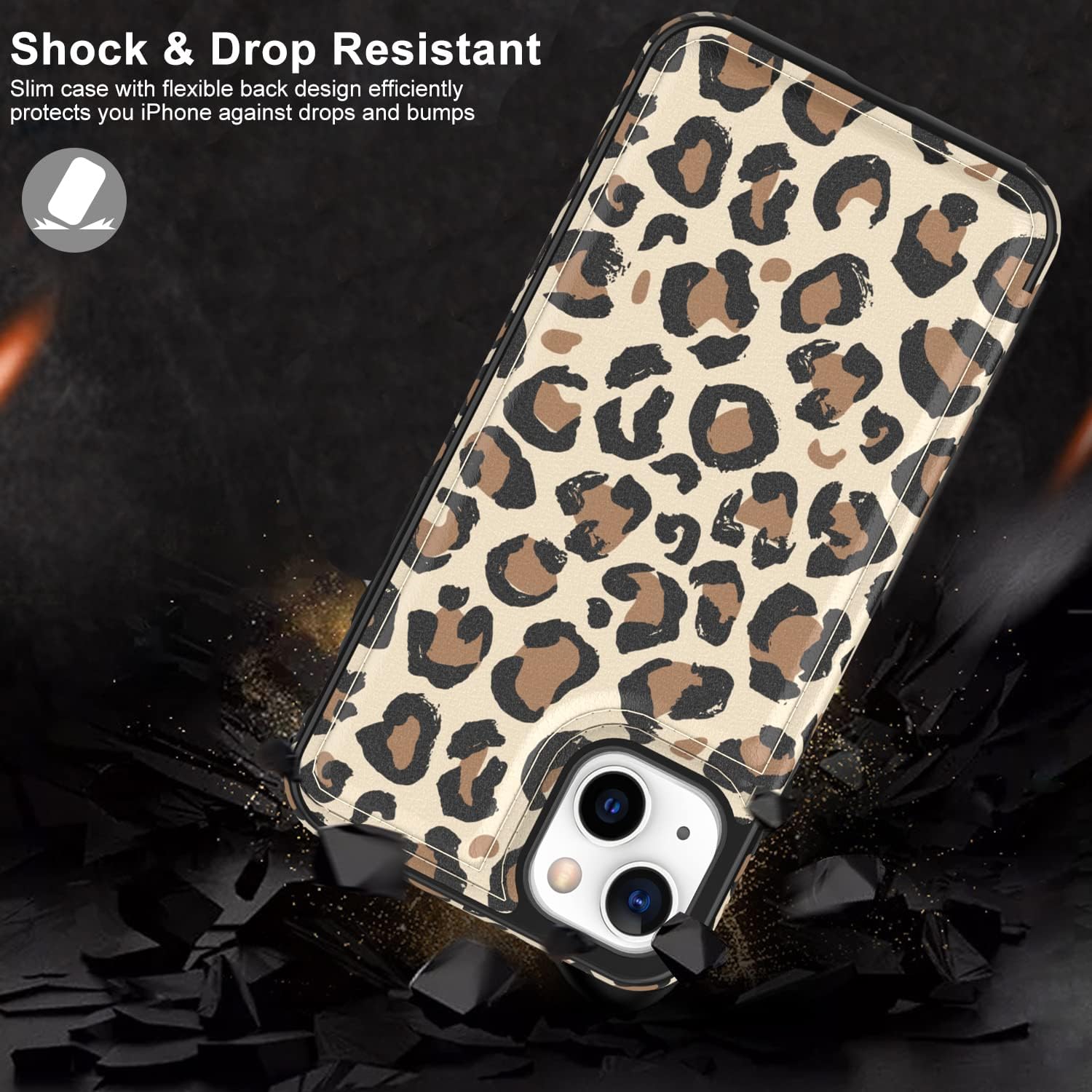 LETO Funda para iPhone 15 con tapa tipo cartera de cuero tipo folio, diseños de flores de moda, ranuras para tarjetas, función atril, funda