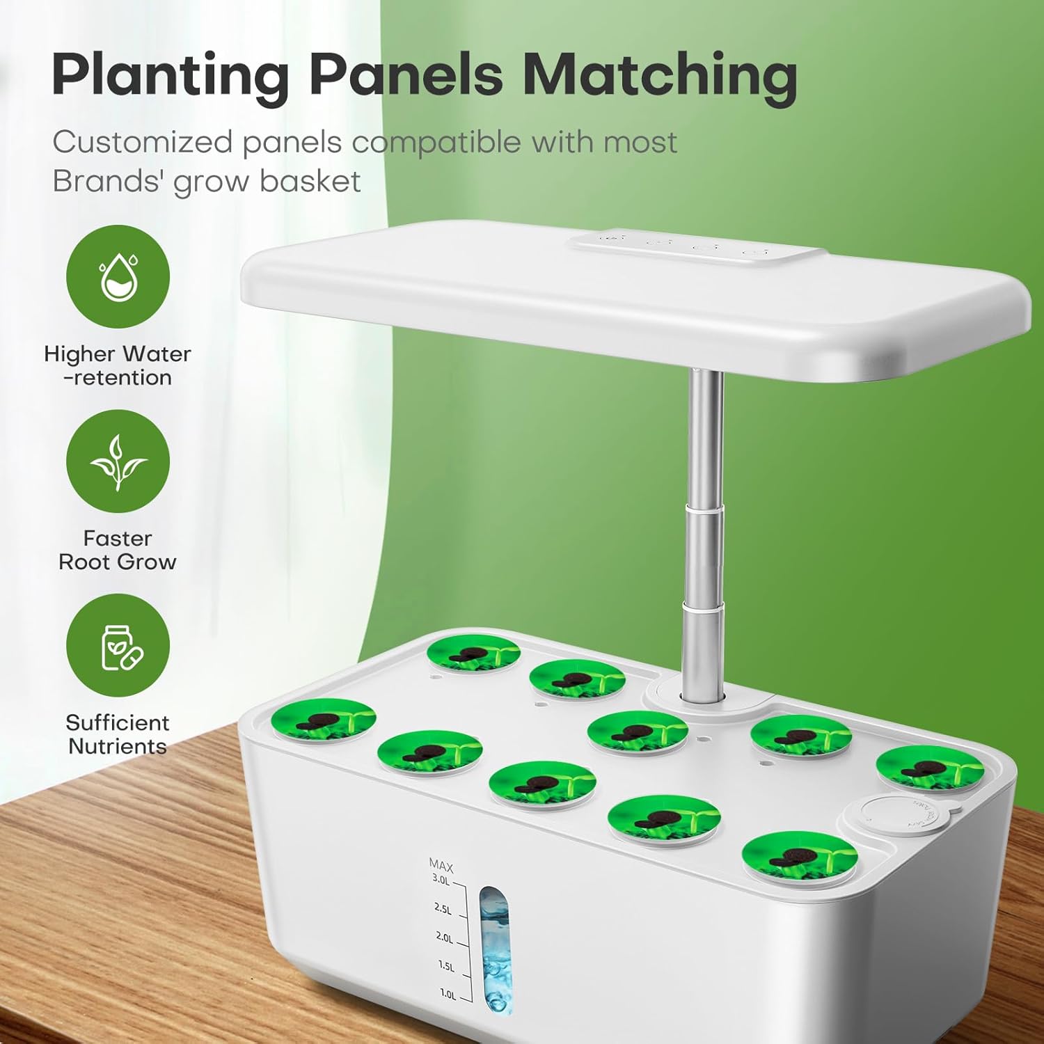 Sistema de cultivo hidropónico de jardín interior Kit de germinación de plantas de 10 vainas Aeroponic Herb Vegetable Growth Lamp Encimera con luz