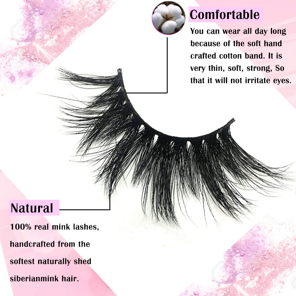 GOO GOO Pestañas postizas de visón 3D, pestañas postizas de 0.98 pulgadas, dramáticas pestañas largas de visón siberiano, efecto natural en capas,