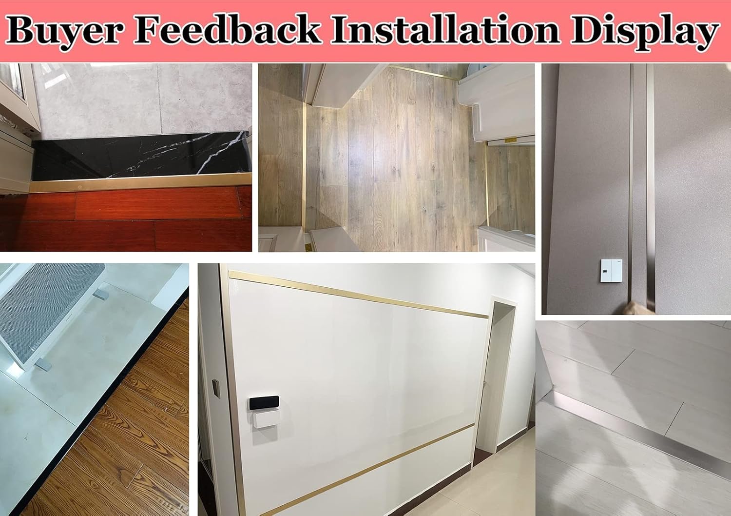 Tira de transición de piso plano de 0.8″1.4″2″2.4″ de ancho, barras de puerta de metal para hueco de piso laminado, cubierta de umbral de puerta de
