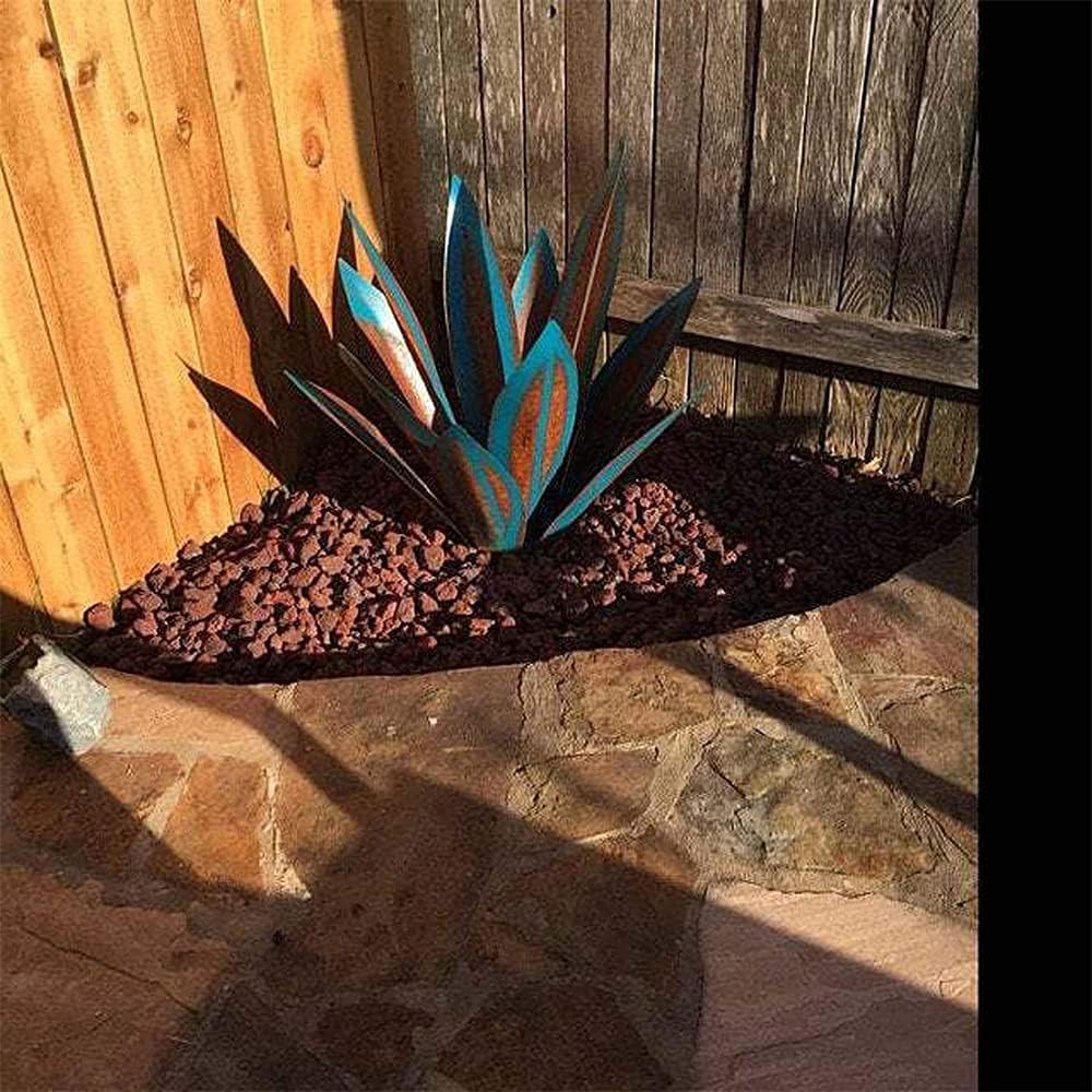 HDDA Escultura rústica de tequila, 21 pulgadas21.7in pequeña planta de agave de metal, agave de metal rústico pintado a mano, estatua de decoración