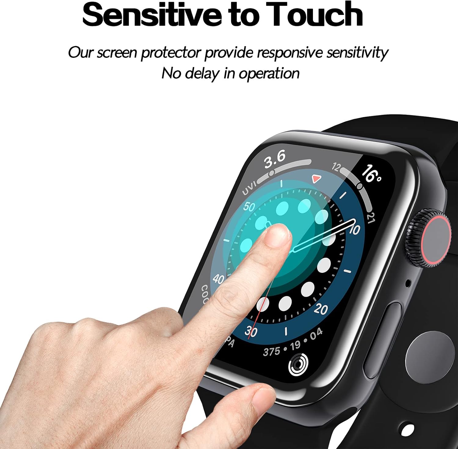 Paquete de 2 Protector de pantalla de vidrio templado para Apple Watch Series 6SE54, cubierta protectora de cobertura completa con borde curvado 3D,