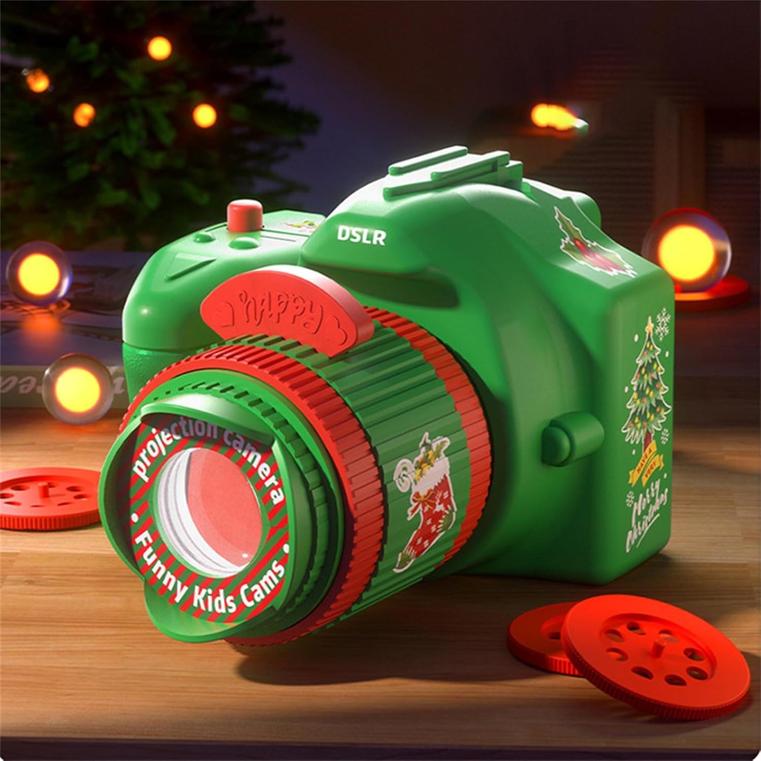 RIQINGY Proyector con forma de cámara de Navidad, 1 paquete de proyector de diapositivas para niños para educación cognitiva a la hora de acostarse,