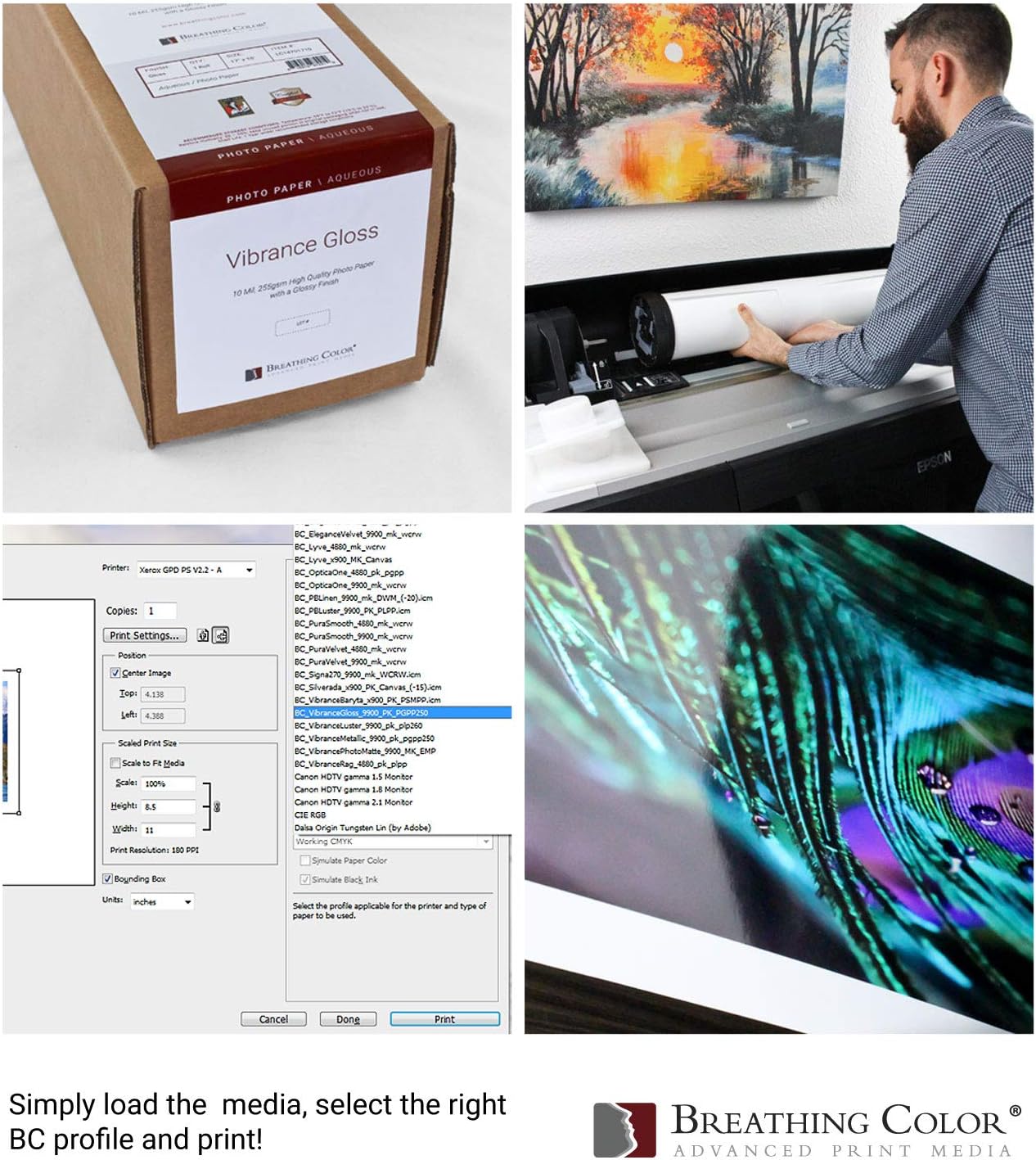 Vibrance – Papel brillante para impresora fotográfica, 8.99 ozm, acabado brillante, rollo de papel fotográfico de alta calidad con núcleo de 3