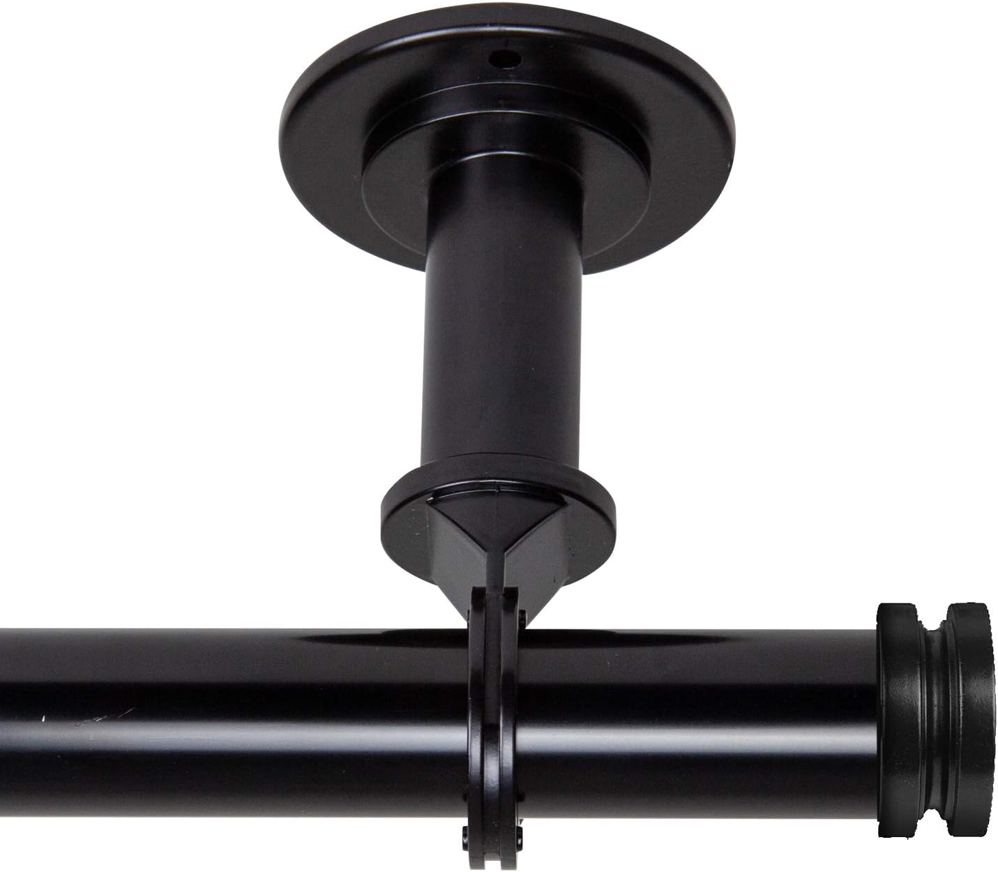 Rod Desyne 100-50-992CL Bun – Barra de cortina de techo de 1 pulgada, divisor de habitación, 120-170 pulgadas, color negro
