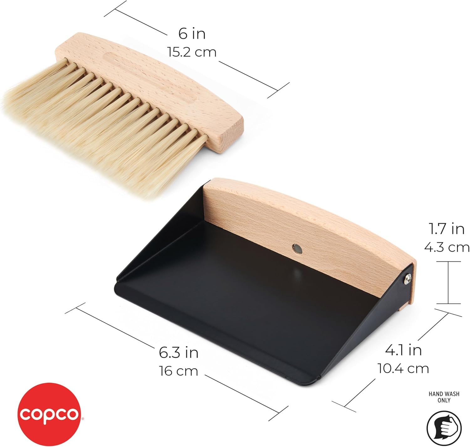 Copco Mini cepillo de limpieza de manos con sartén, madera de haya