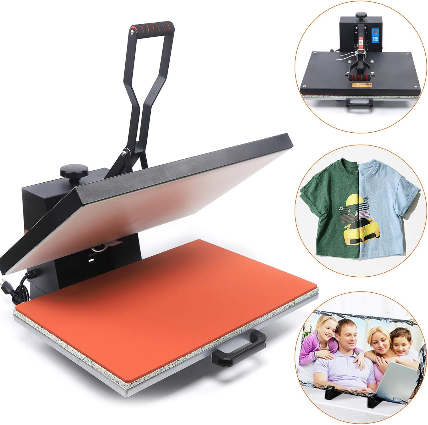 HENHAIY Máquina de prensa de calor de gran tamaño de 16 x 24 pulgadas, camiseta de calentamiento rápido con control digital de 2800 W, equipo de