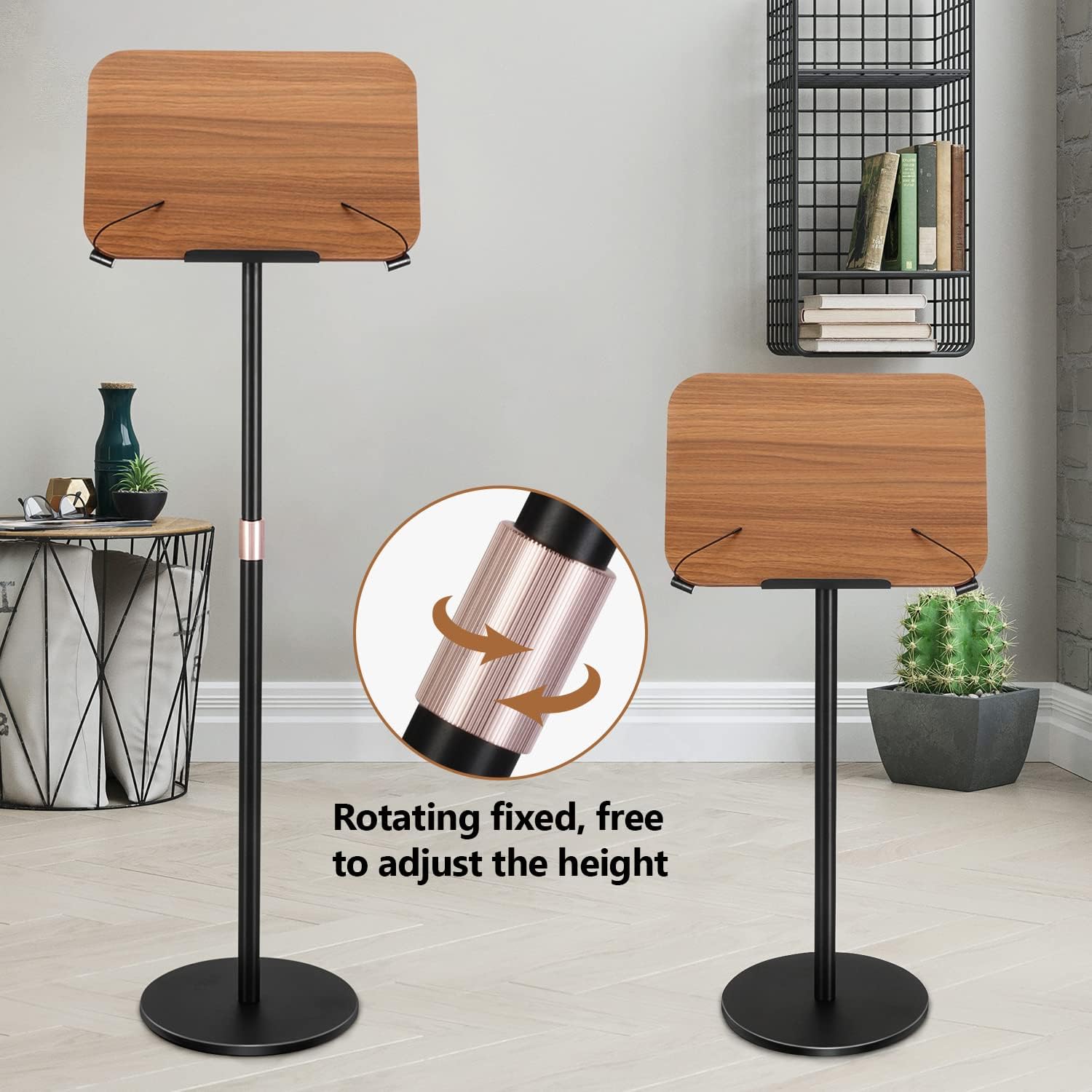 Nisorpa Soporte de libro para leer podio ajustable a mano libre para la Biblia, hoja de música, libro de recetas de cocinero, soporte de madera con
