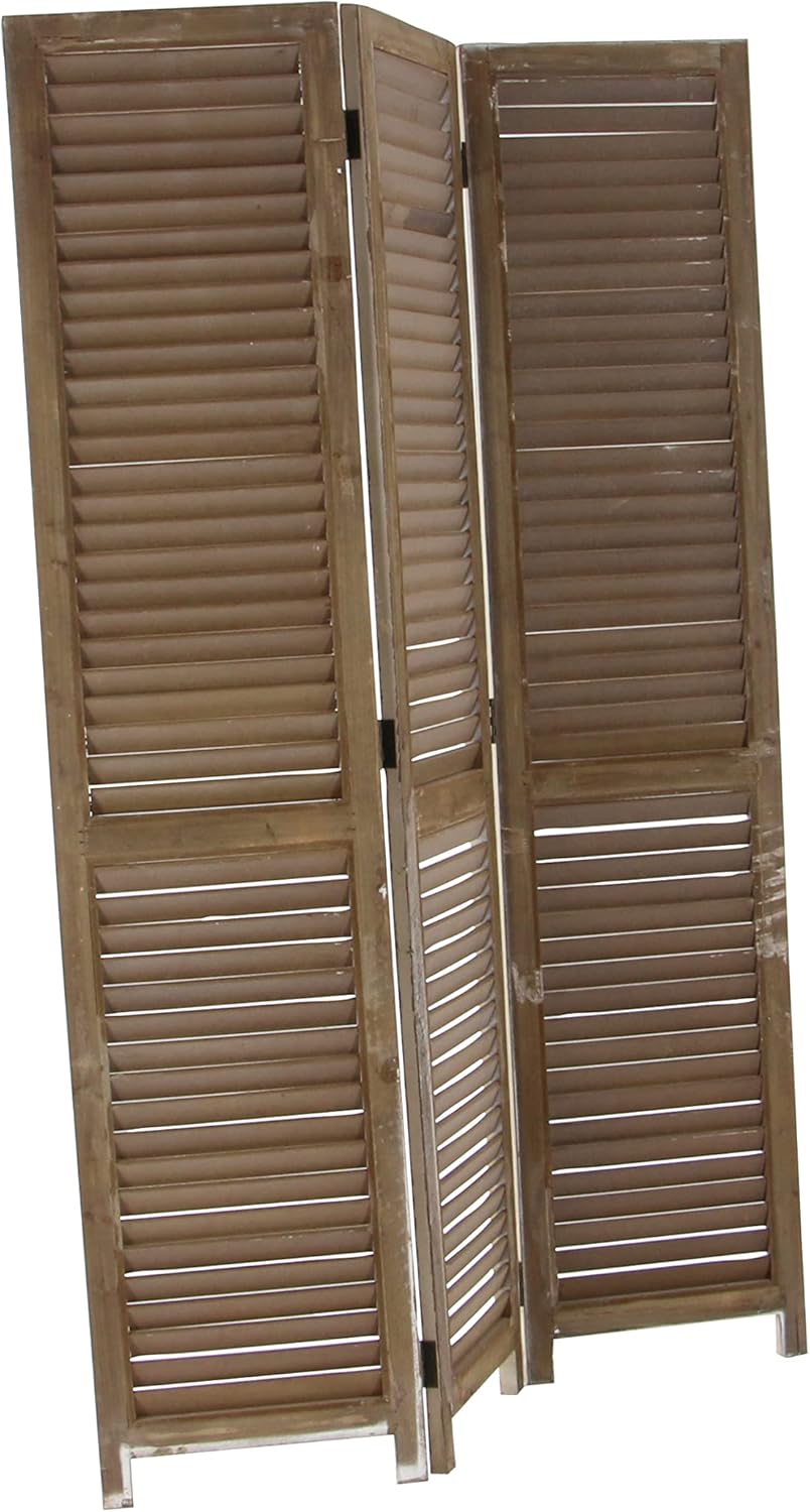 Biombo de 3 paneles, de madera, de la marca Deco 79., Madera, Negro, talla única