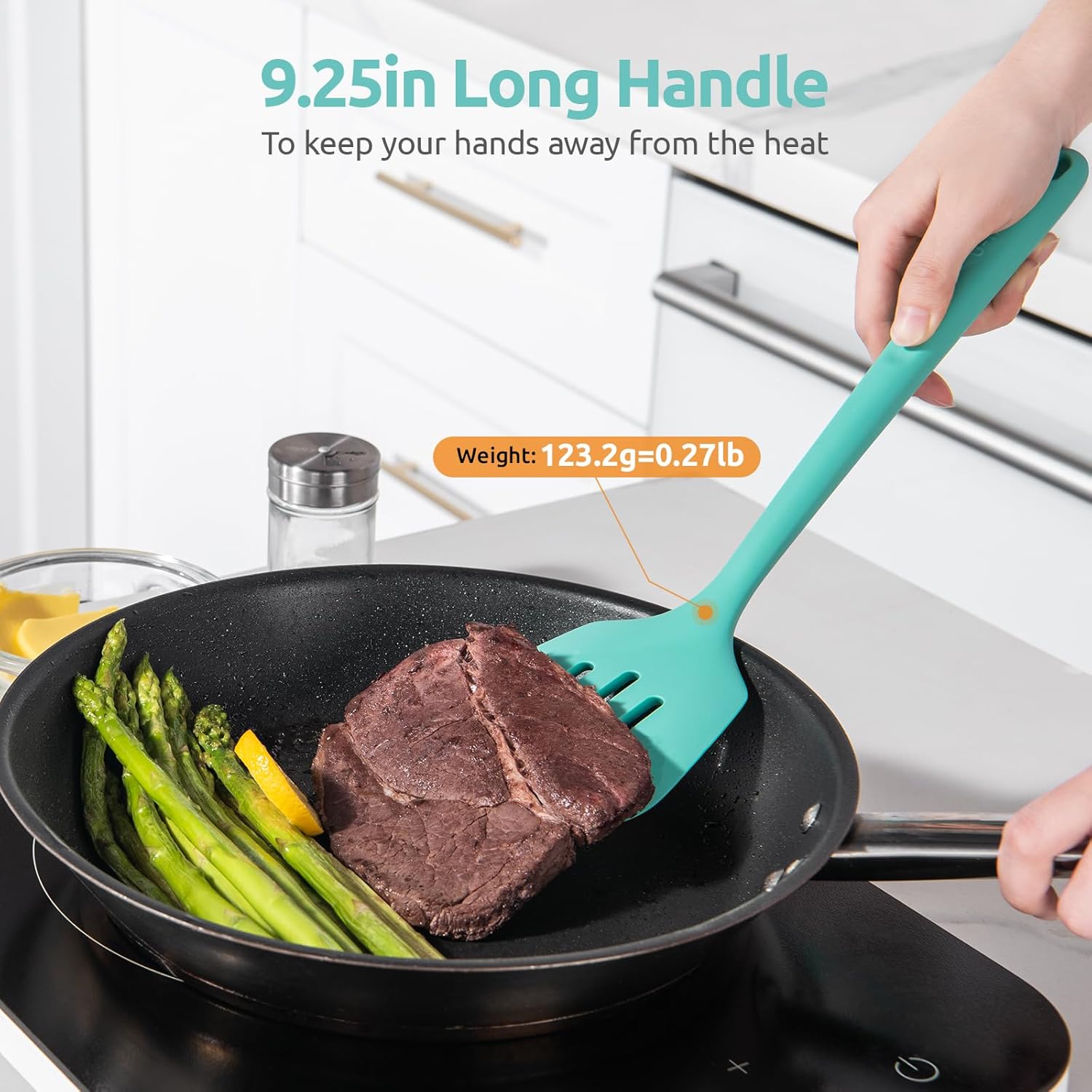 U-Taste – Espátula de silicona ranurada de 13.6 pulgadas espátula de cocina resistente al calor de 600 , libre de BPA, flexible, ancho, sin